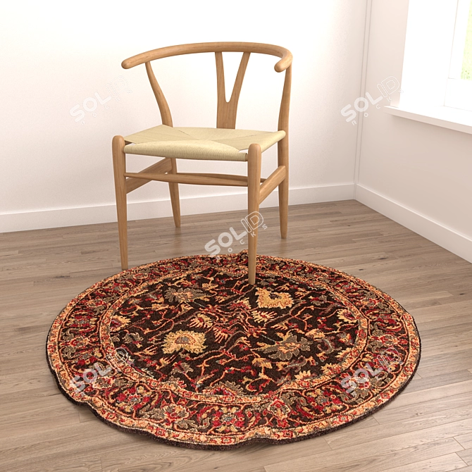 Round Rugs Set with VRayFur 3D model image 2