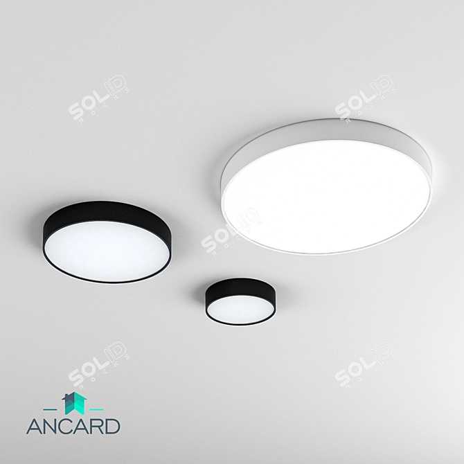 Title: Flat Round LED Ceiling Luminaire by ANCARD 3D model image 1