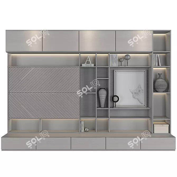  Modern TV Wall Set - 10-Piece Ensemble. 3D model image 3