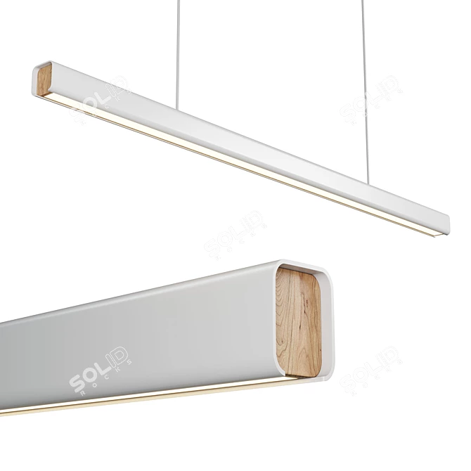 Sleek Black & Walnut LED Pendant 3D model image 2