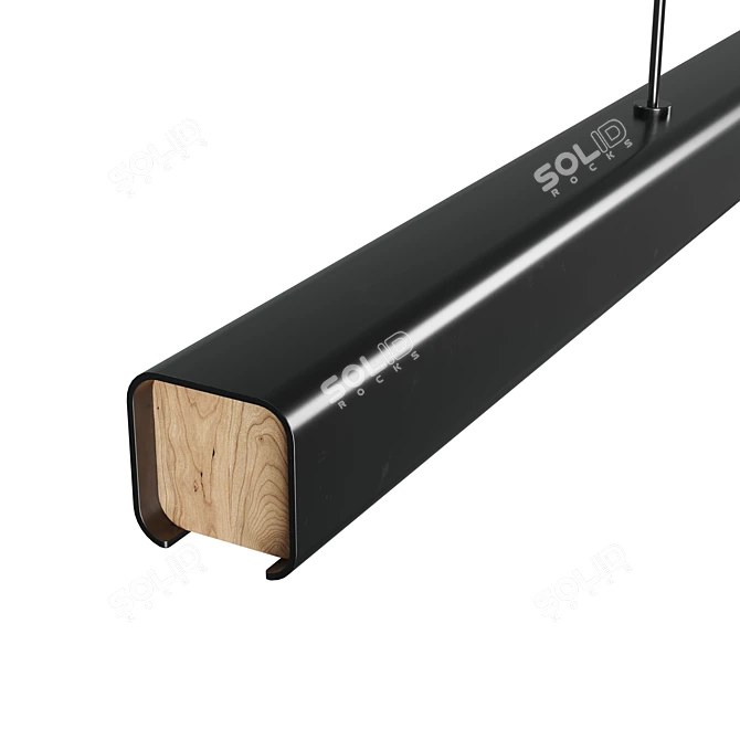 Sleek Black & Walnut LED Pendant 3D model image 3