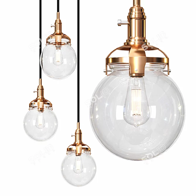 Title: Rustic Industrial Pendant Lights 3D model image 1