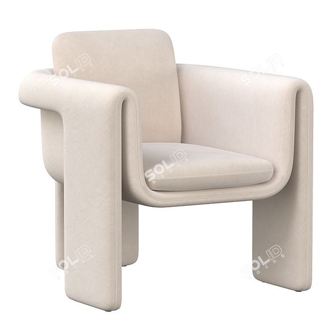 Velvet Floria Armchair 3D model image 1