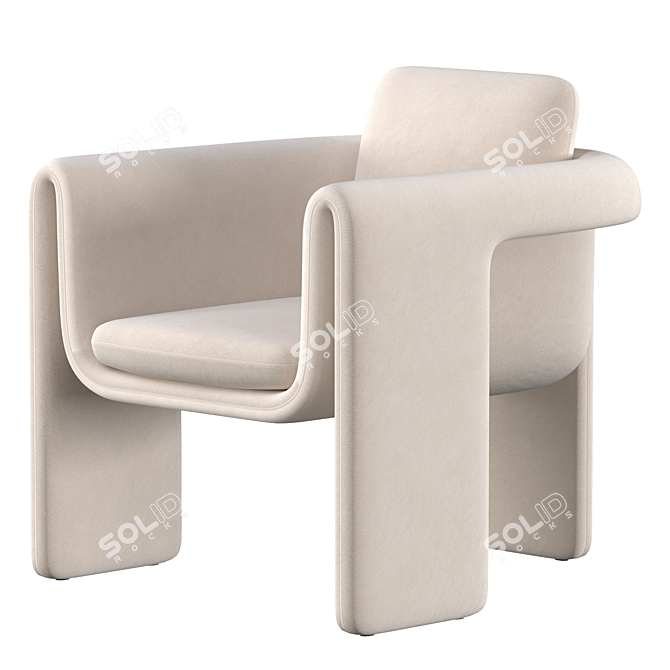 Velvet Floria Armchair 3D model image 3