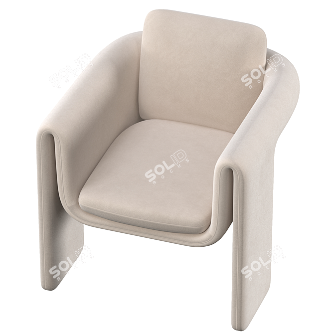 Velvet Floria Armchair 3D model image 5