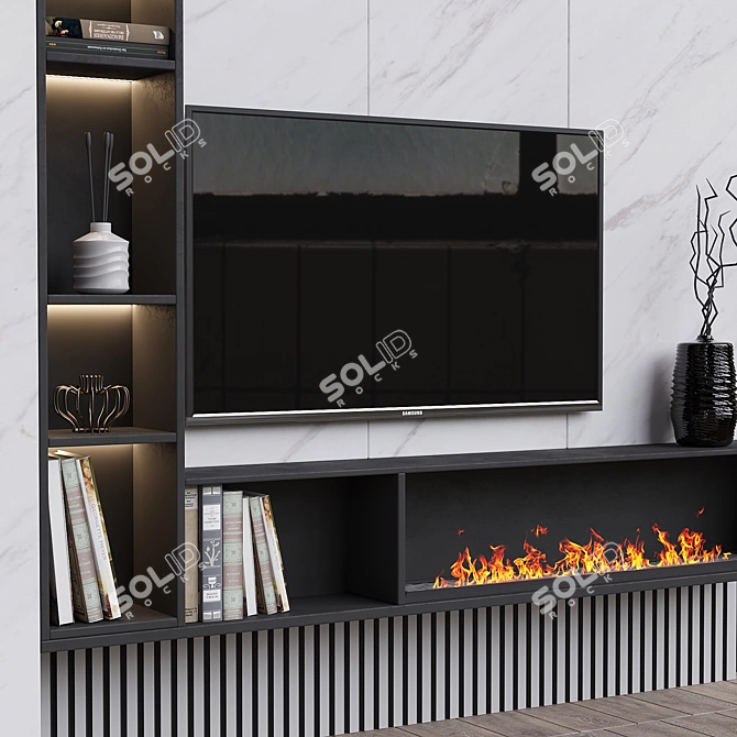 Modern TV Wall Design 3D model image 2