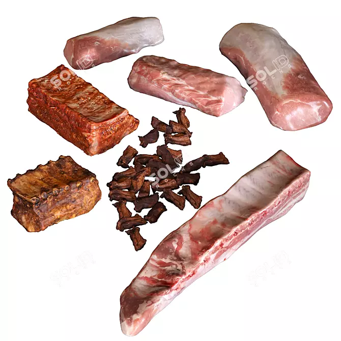 Savory Meat Selection 3D model image 1