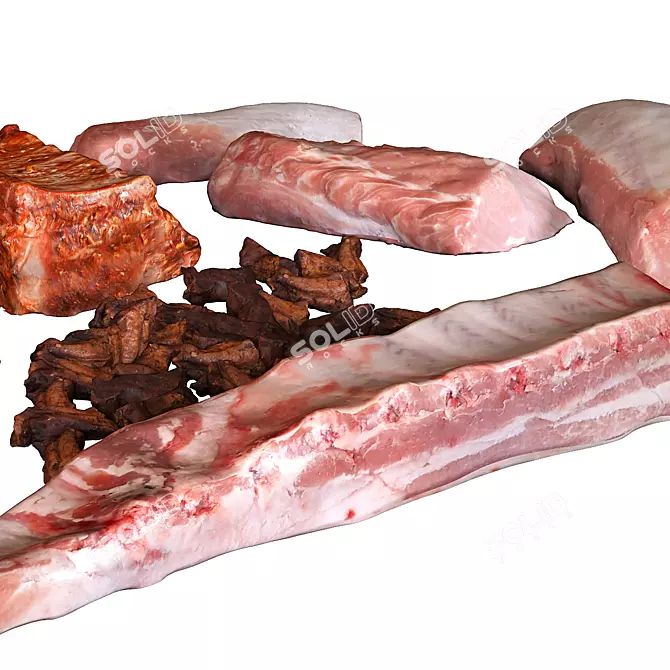 Savory Meat Selection 3D model image 2