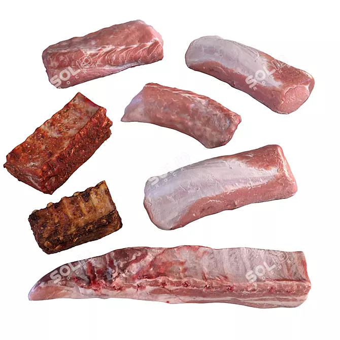 Savory Meat Selection 3D model image 6