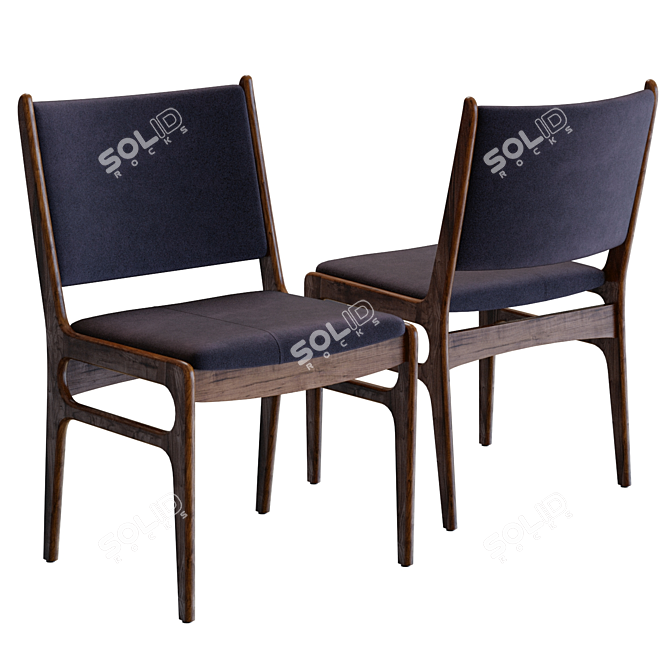 Elegant Blythe Square Back Chair 3D model image 1