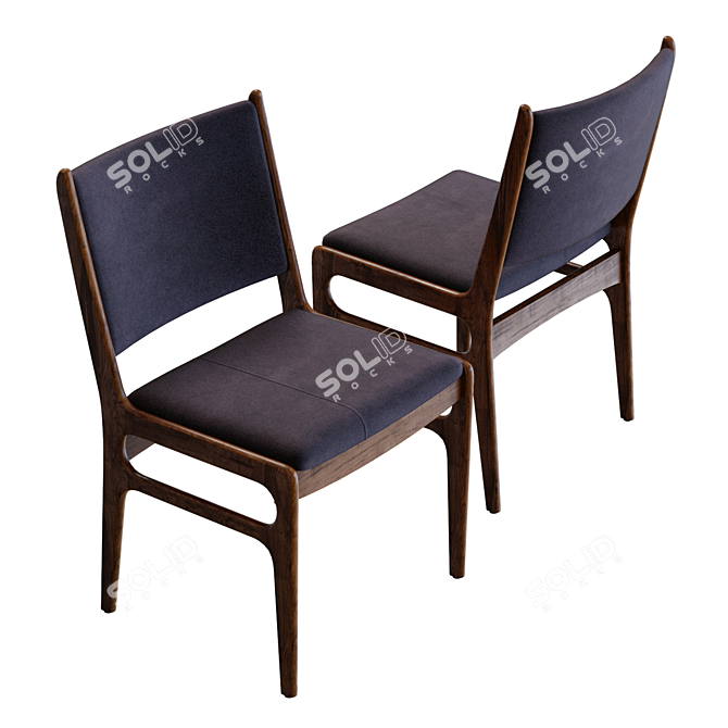 Elegant Blythe Square Back Chair 3D model image 2