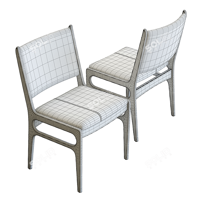 Elegant Blythe Square Back Chair 3D model image 6