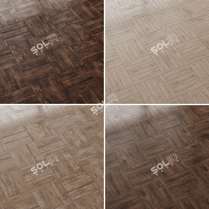 Heritage Chestnut & Oak Wood Flooring Set 3D model image 4