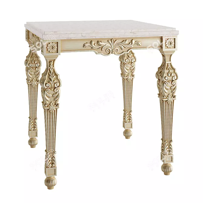 Roberto Giovannini Bedside Table: Ornate Carving & Dual Material Design 3D model image 1