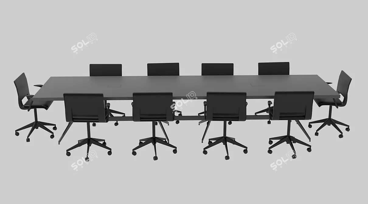Executive Office Table Set 3D model image 1