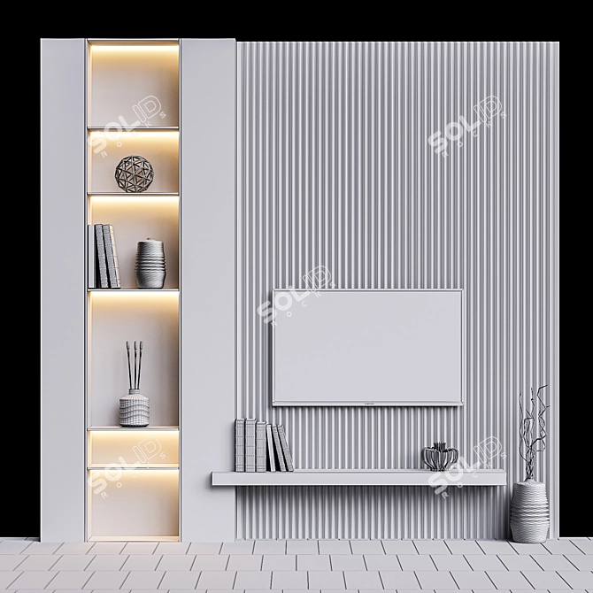 Sleek TV Wall Design 3D model image 3