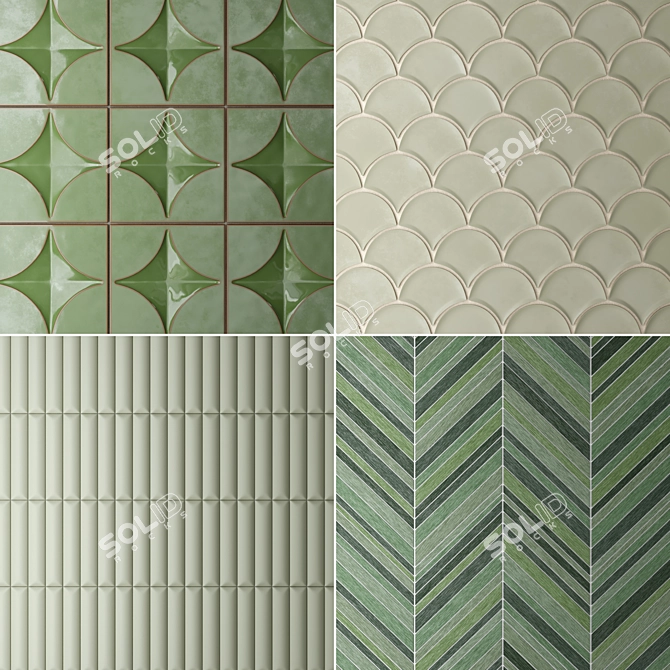 Smooth Green Tiles: Polys and Verts for Elegance. 3D model image 1