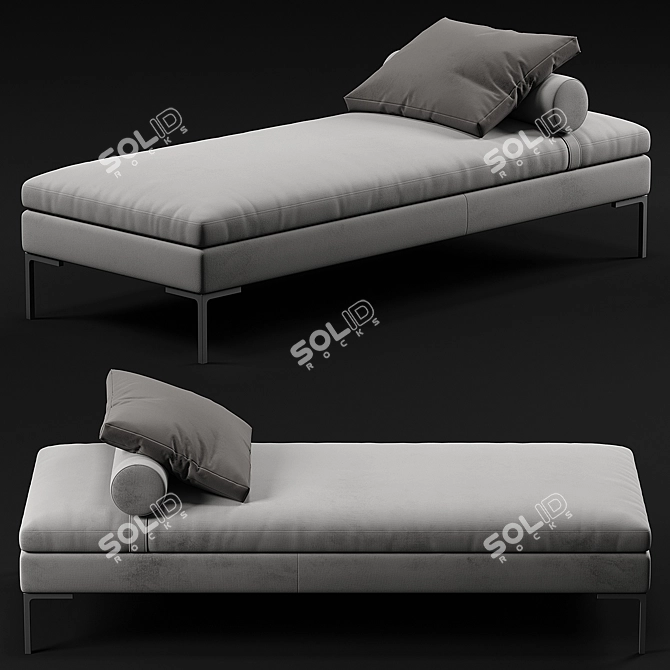 Elegant Velvet Lounge Daybed 3D model image 1