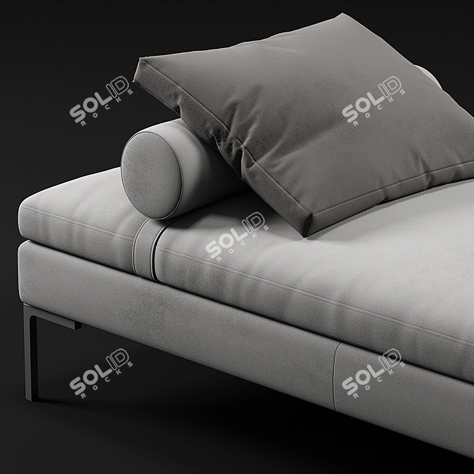 Elegant Velvet Lounge Daybed 3D model image 2