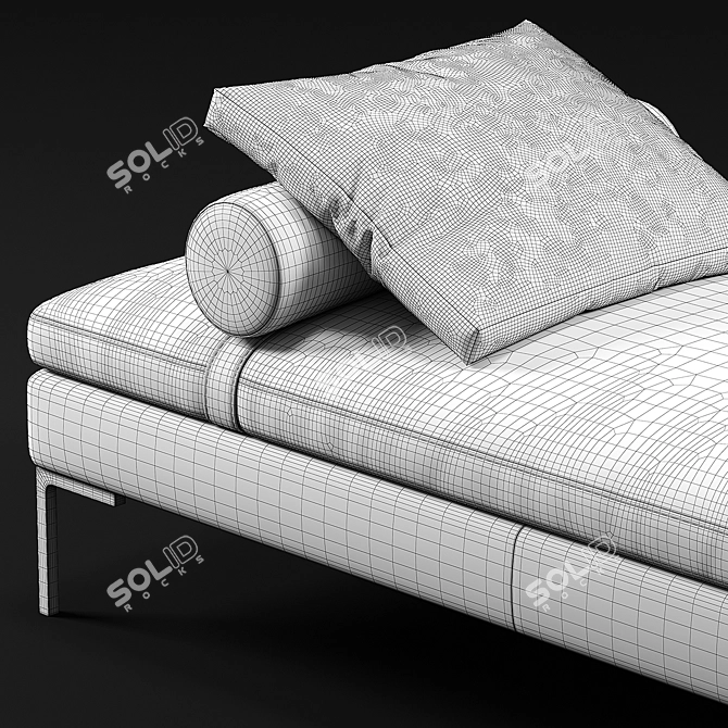 Elegant Velvet Lounge Daybed 3D model image 3