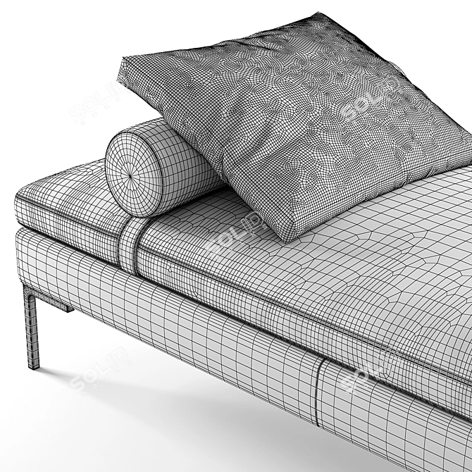 Elegant Velvet Lounge Daybed 3D model image 6