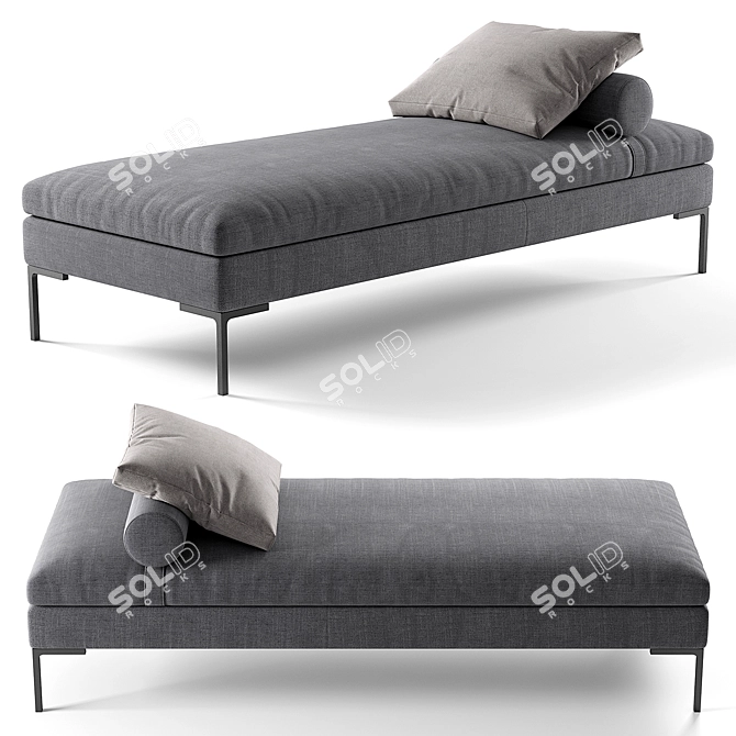 Elegant Velvet Lounge Daybed 3D model image 9