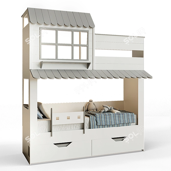 Space-saving Children's Loft Bed 3D model image 1