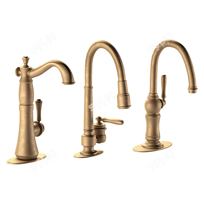 Sleek Gold Kitchen Faucet 3D model image 4