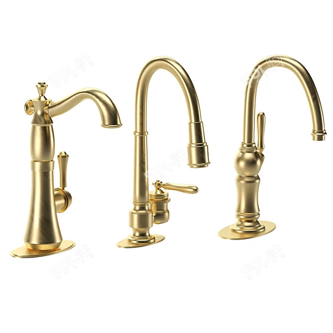 Sleek Gold Kitchen Faucet 3D model image 5