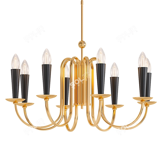 1950s Italian Sputnik Brass Chandelier 3D model image 1