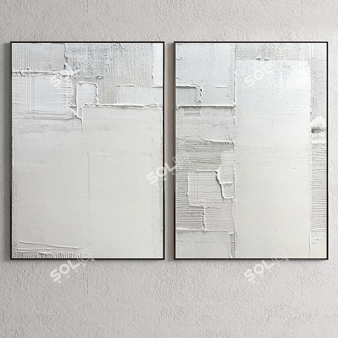 Plaster Frame Set: 2 Artworks, Various Materials 3D model image 2