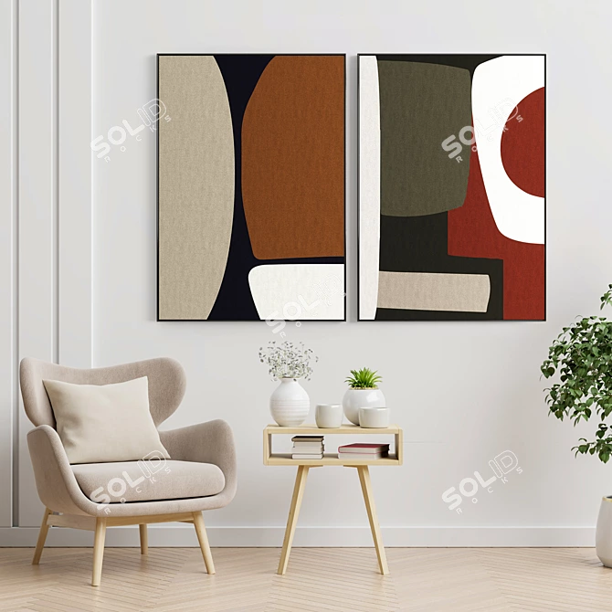 Modern Art Frames Combo - E-357 3D model image 2