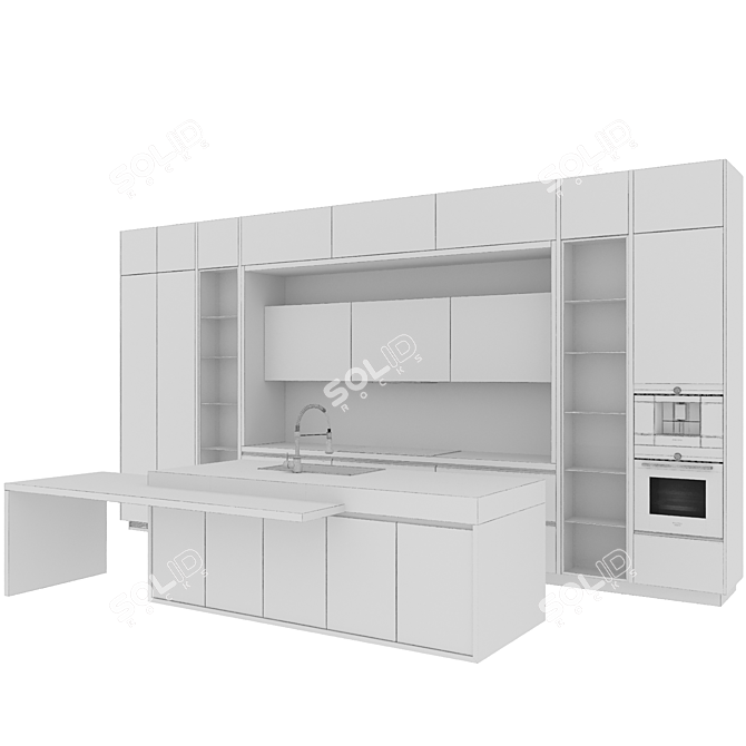 Sleek Black Kitchen Set 3D model image 6