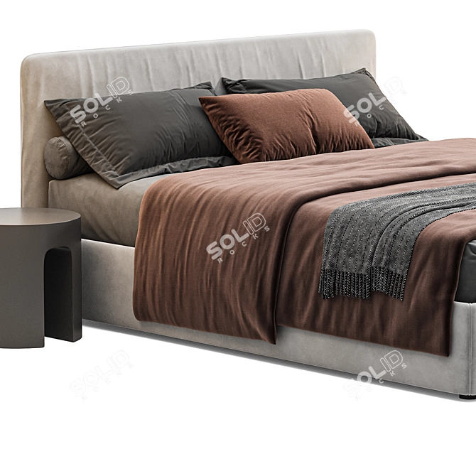 Meridiani Stone Up Bed: Upholstered Double Bed. 3D model image 2