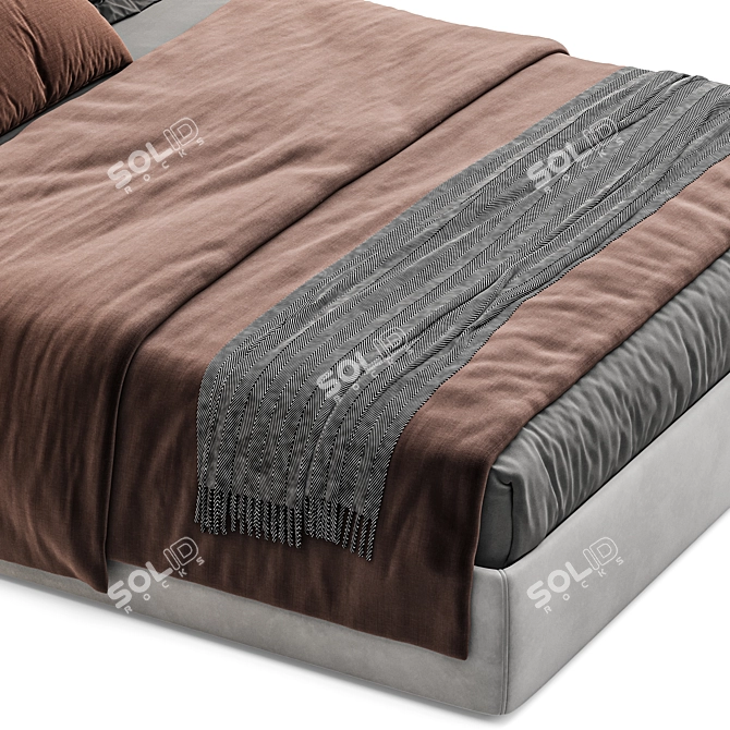 Meridiani Stone Up Bed: Upholstered Double Bed. 3D model image 3