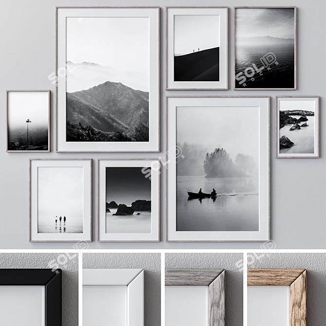 Elegant Framed Wall Paintings 3D model image 1