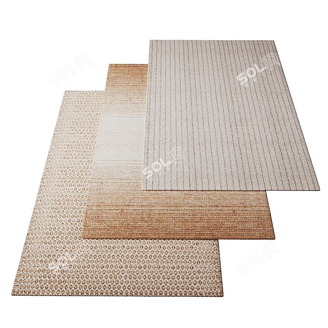 Indian Carpet Collection: 3 Beautiful Handmade Rugs (2000x3000mm) 3D model image 1
