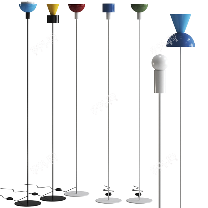 Lunatica: Stylish Multi-Color Floor Lamp 3D model image 1