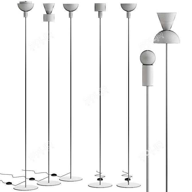 Lunatica: Stylish Multi-Color Floor Lamp 3D model image 2