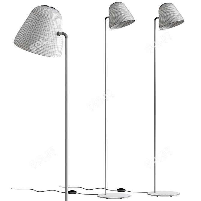 Minimalist White Tilt S Floor Lamp 3D model image 2