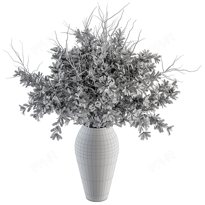 Concrete Vase Bouquet - Green Branch 3D model image 4