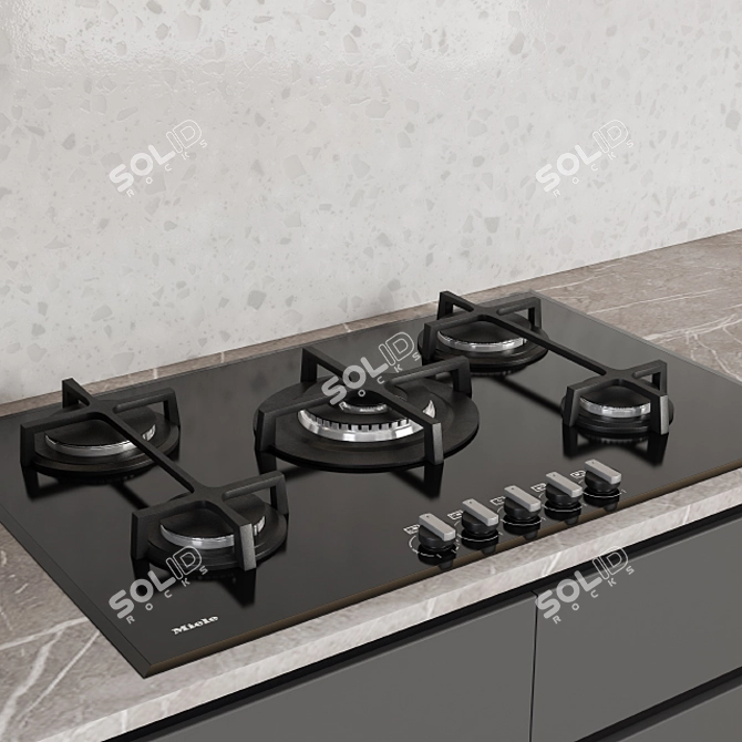 Modern Gray and White Kitchen Cabinets 3D model image 3
