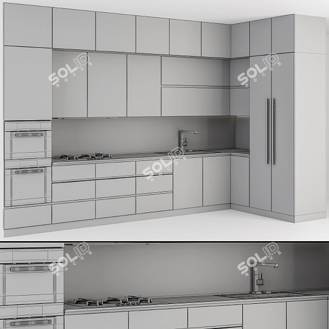 Modern Gray and White Kitchen Cabinets 3D model image 5