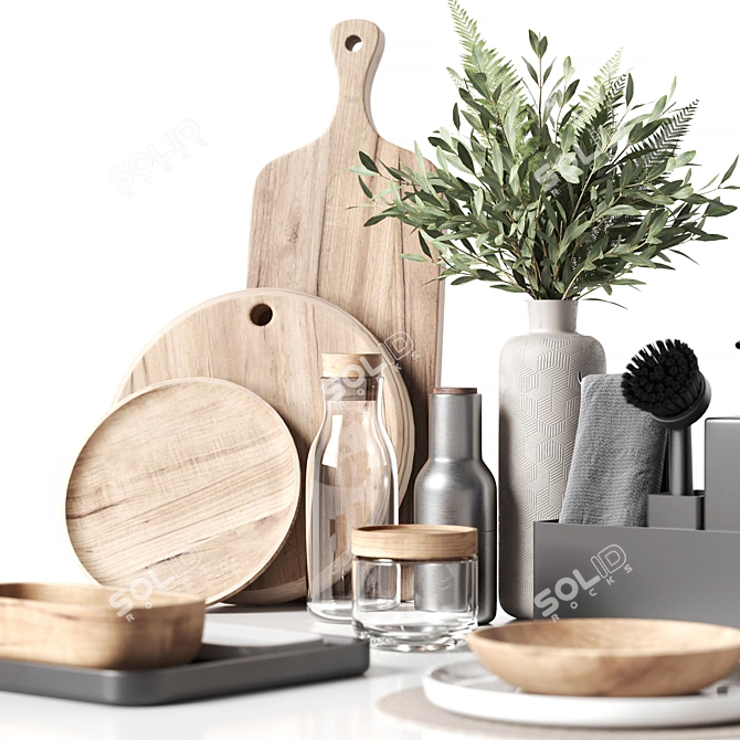 Modern Kitchen Decor Set 3D model image 4