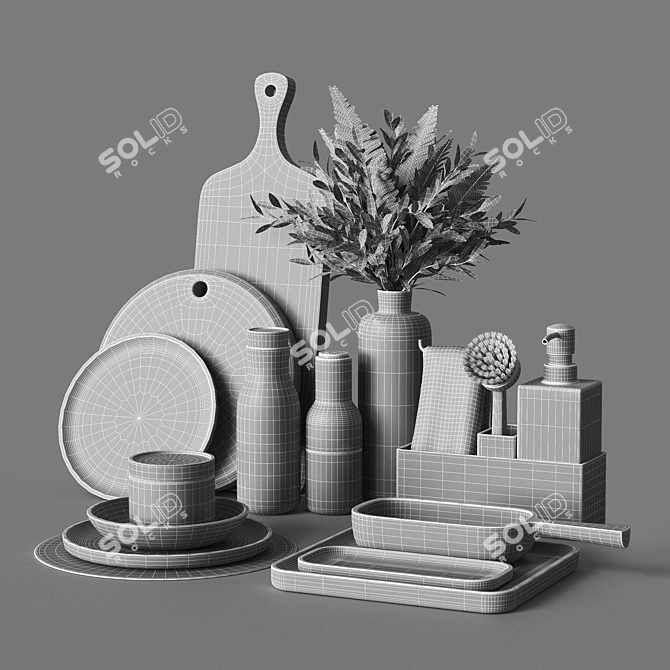 Modern Kitchen Decor Set 3D model image 5