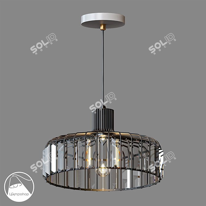 Elegant Glass Edge Chandelier 3D model image 1