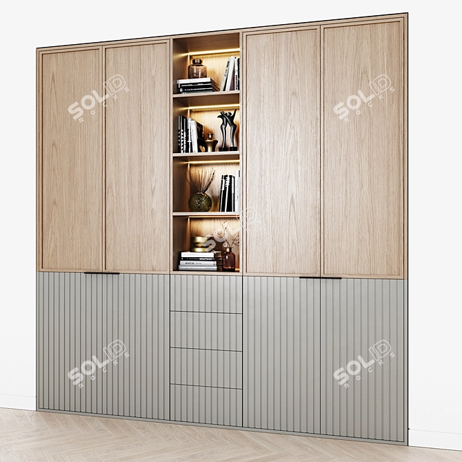 Contemporary Fusion Wardrobes 3D model image 2