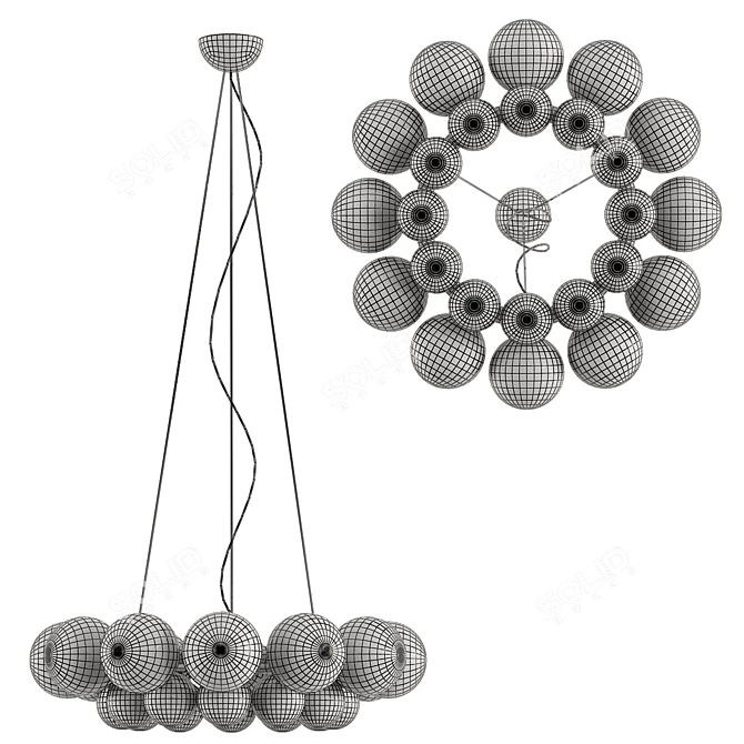 Elegant Pearl Chandelier 3D model image 2