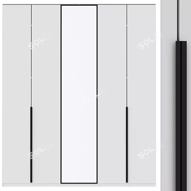 Minimalist Mirrored Wardrobe | H 2850mm x L 2400mm 3D model image 1