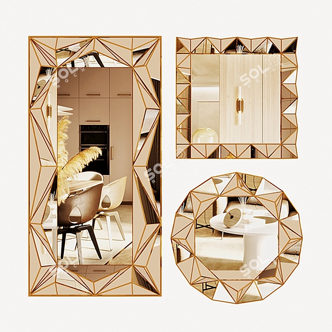  Geometric Decorative Mirror 3D model image 1